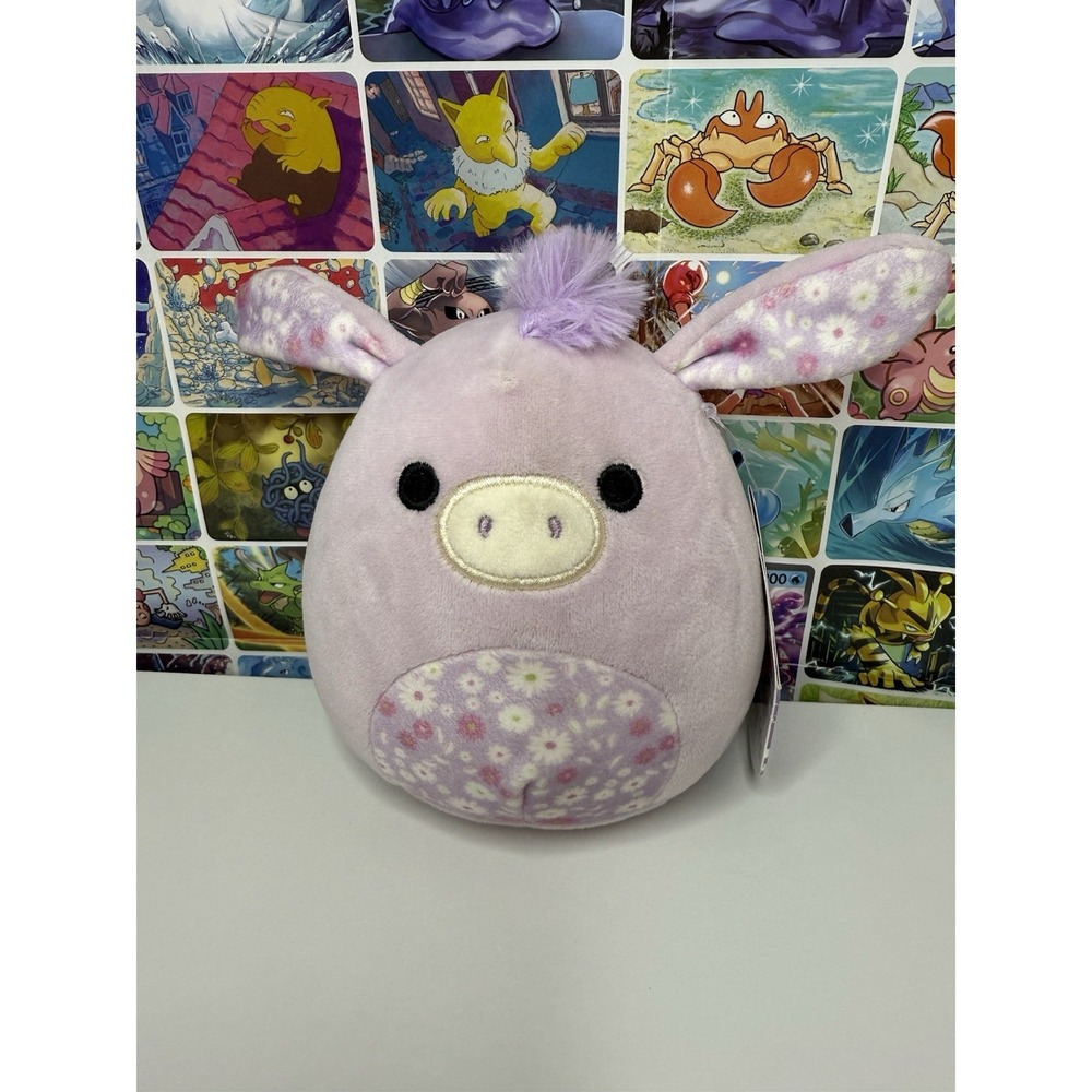 Squishmallows Delzi Donkey Plush 5" Purple Floral‎ Ears Mane